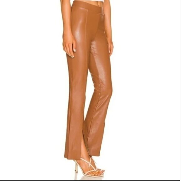 Commando Faux Leather Split Front Pant in Cocoa Size S - Picture 2 of 9